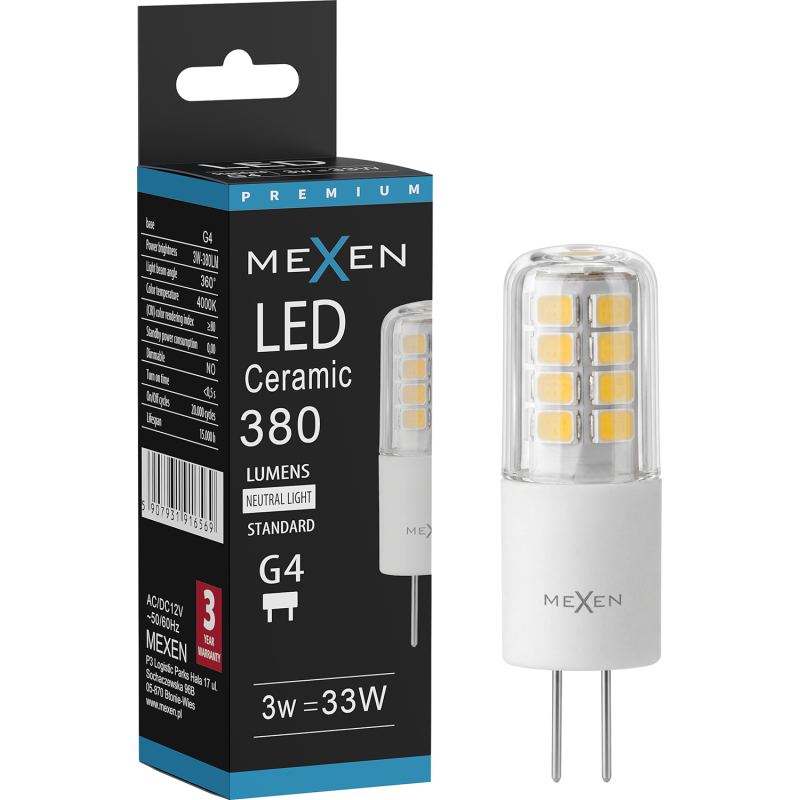 Mexen Oris LED Bulb G4, 3W, Neutral - 4000K, 380 lm - L115-G4-0340-01