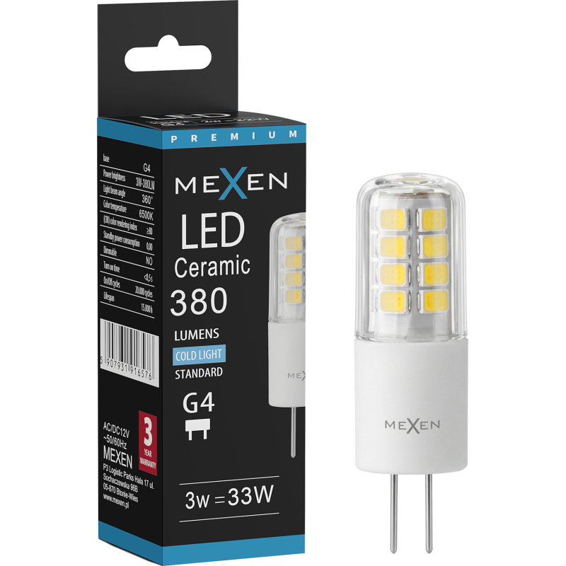 Mexen Oris LED Bulb G4, 3W, Cold - 6500K, 380 lm - L115-G4-0365-01