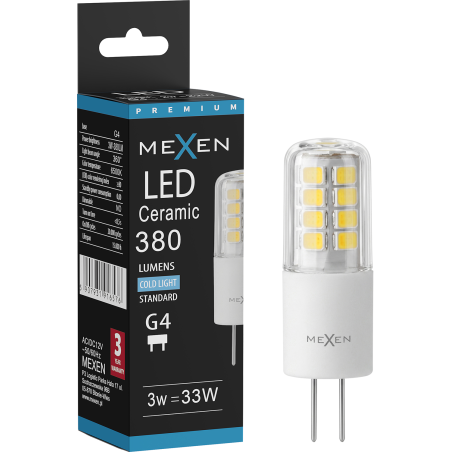 Mexen Oris LED Bulb G4, 3W, Cold - 6500K, 380 lm - L115-G4-0365-01