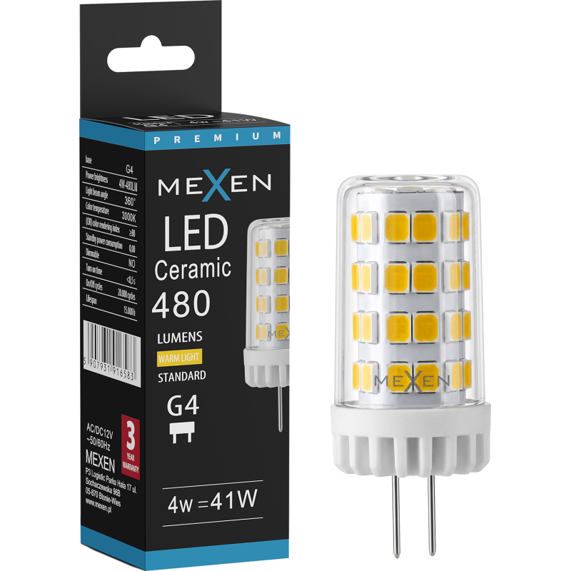 Mexen Oris LED Bulb G4, 4W, Warm - 3000K, 480 lm - L115-G4-0430-01