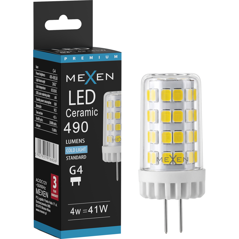 Mexen Oris LED Bulb G4, 4W, Cool - 6500K, 490 lm - L115-G4-0465-01