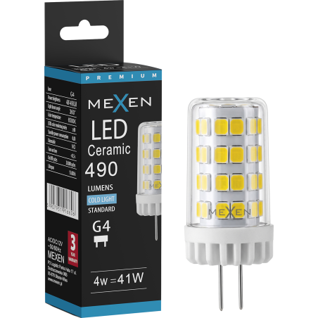Mexen Oris LED Bulb G4, 4W, Cool - 6500K, 490 lm - L115-G4-0465-01