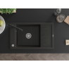 Mexen Elias granite kitchen sink 1-compartment with drainer and kitchen faucet Duero, black/gold metallic - 6511-75-671600-70