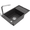 Mexen Elias 1-compartment granite sink with a drip tray and kitchen mixer tap Duero, spotted black - 6511-76-671600-00