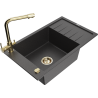 Mexen Elias 1-bowl granite sink with drainer and kitchen faucet Duero, black speckled - 6511-76-671600-50