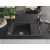 Mexen Elias granite sink 1-bowl with drainer and kitchen faucet Duero, black speckled - 6511-76-671600-70