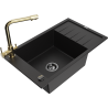 Mexen Elias granite kitchen sink 1-bowl with drainer and Duero kitchen faucet, black - 6511-77-671600-50-B