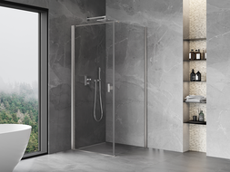 Mexen Mist-B Hinged Shower Enclosure 80 x 80 cm, Transparent, Brushed Nickel - 8A2T-080-080-97-00