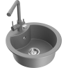 Mexen Diego 1-Bowl Granite Sink with Duero Kitchen Tap, Grey - 6512-71-671600-71