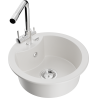 Mexen Diego granite kitchen sink 1-bowl with Duero kitchen faucet, white - 6512-20-671600-00