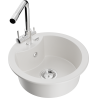 Mexen Diego granite kitchen sink with one basin and Duero faucet, white - 6512-20-671600-00