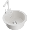 Mexen Diego granite kitchen sink 1-bowl with Duero kitchen faucet, white - 6512-20-671600-20