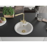 Mexen Diego 1-bowl granite sink with Duero kitchen faucet, white - 6512-20-671600-50