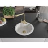 Mexen Diego 1-Bowl Granite Sink with Duero Kitchen Tap, White - 6512-20-671600-50