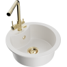 Mexen Diego 1-Bowl Granite Sink with Duero Kitchen Tap, White - 6512-20-671600-50