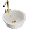 Mexen Diego 1-compartment granite sink with a kitchen mixer tap Duero, White - 6512-20-671600-50