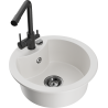 Mexen Diego 1-bowl granite sink with Duero kitchen faucet, white - 6512-20-671600-70