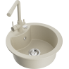 Mexen Diego granite kitchen sink 1-bowl with Duero kitchen faucet, beige - 6512-69-671600-69