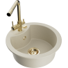 Mexen Diego 1-bowl granite sink with Duero kitchen faucet, beige - 6512-69-671600-50