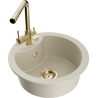 Mexen Diego granite kitchen sink 1-bowl with Duero kitchen faucet, beige - 6512-69-671600-50