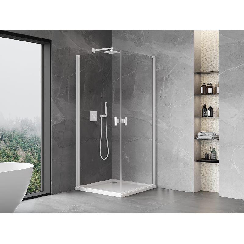 Mexen Mist-B Duo Hinged Shower Enclosure 70 x 70 cm, Transparent, White - 8A2-070-070-20-00