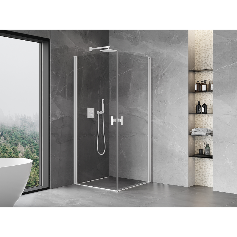 Mexen Mist-B Duo Hinged Shower Enclosure 70 x 70 cm, Transparent, White - 8A2-070-070-20-00