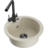 Mexen Diego 1-bowl granite kitchen sink with Duero tap, beige - 6512-69-671600-70