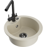 Mexen Diego Single-bowl granite sink with Duero kitchen faucet, beige - 6512-69-671600-70