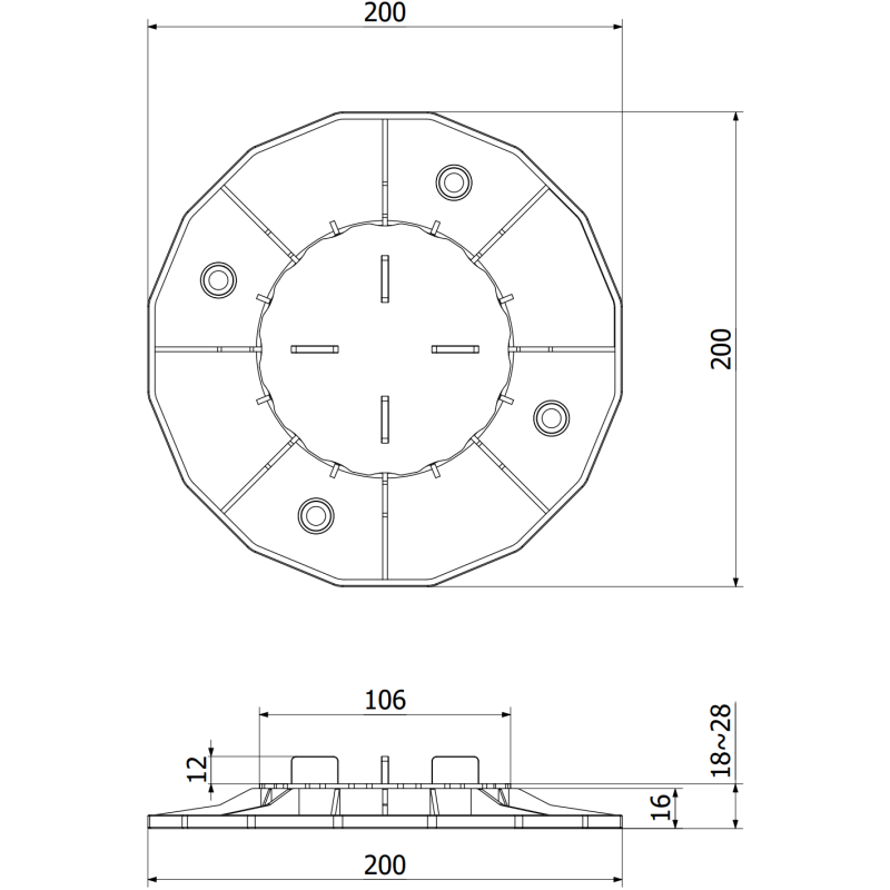 Mexen UniC adjustable terrace support for plates 18-28 mm - C9901-020-030 - C9902-018-028