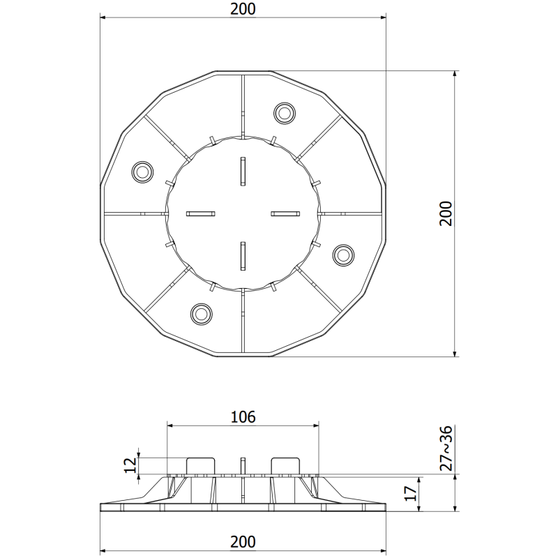 Mexen UniC adjustable terrace support for tiles 27-36 mm - C9902-027-036