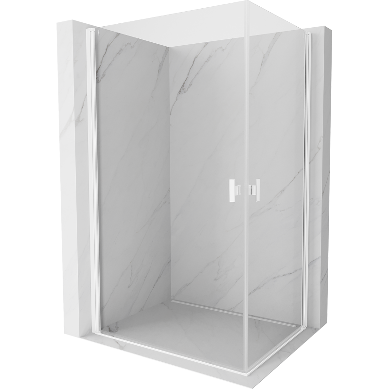 Mexen Mist-B Duo Shower Enclosure Hinged 95 x 70 cm, Transparent, White - 8A2-095-070-20-00