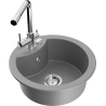 Mexen Diego granite sink 1-bowl with Duero kitchen faucet, gray - 6512-71-671600-00