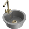 Mexen Diego granite sink 1-bowl with Duero kitchen faucet, gray - 6512-71-671600-50