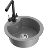 Mexen Diego 1-compartment granite sink with a kitchen mixer tap Duero, Grey - 6512-71-671600-70