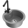 Mexen Diego granite sink 1-bowl with Duero kitchen faucet, gray - 6512-71-671600-70