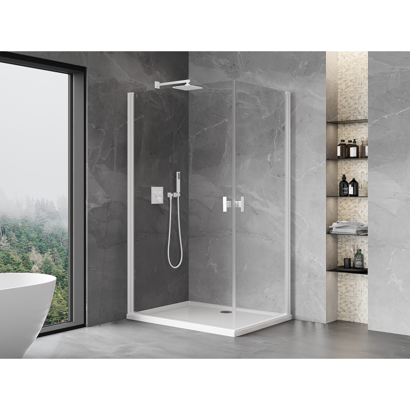Mexen Mist-B Duo Swing Shower Cabin 95 x 85 cm, Transparent, White - 8A2-095-085-20-00