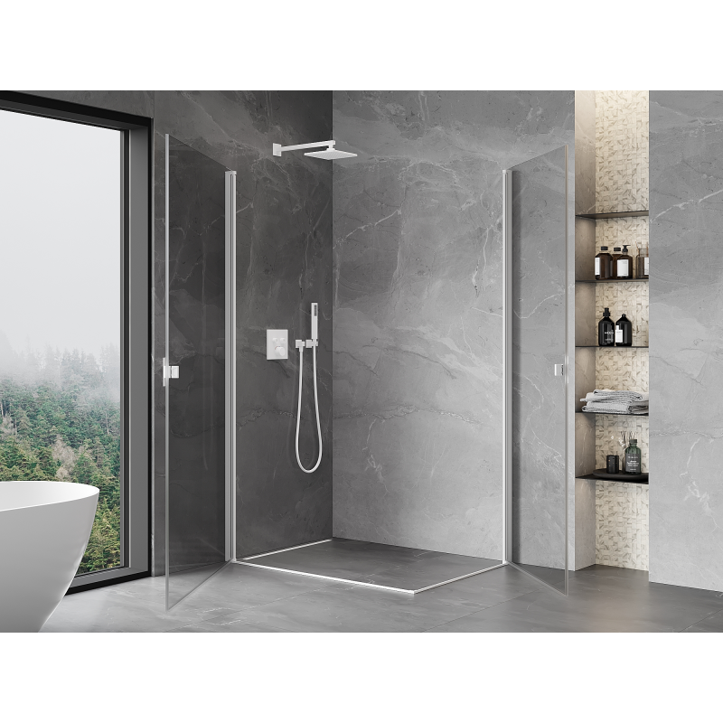 Mexen Mist-B Duo Swing Shower Cabin 95 x 85 cm, Transparent, White - 8A2-095-085-20-00
