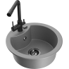 Mexen Diego 1-bowl granite sink with Duero kitchen faucet, gray - 6512-71-671600-70-B