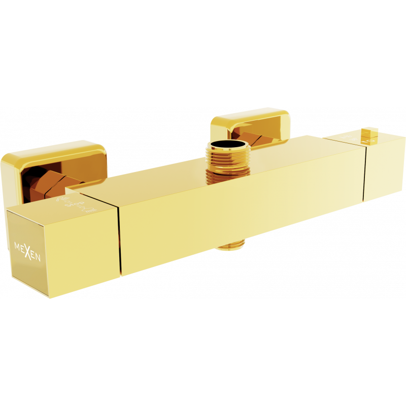 Mexen Cube Thermostatic Shower Tap, Gold - 77250-50