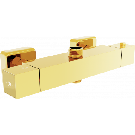 Mexen Cube Thermostatic Shower Faucet, Gold - 77250-50