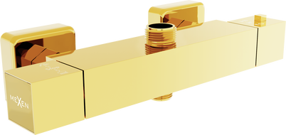 Mexen Cube Thermostatic Shower Faucet, Gold - 77250-50