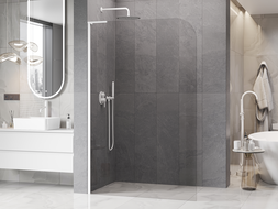 Mexen Kioto-P L Walk-in Shower Panel 70 x 200 cm, Transparent 8 mm, White - 800-070-103-20-00-P