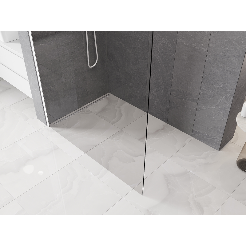 Mexen Kioto-P L Walk-in Shower Panel 70 x 200 cm, Transparent 8 mm, White - 800-070-103-20-00-P