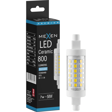 Mexen Vega Dimmable LED Bulb R7S, 7W, Cool - 6500K, 800 lm - L125-R7S-0765-01