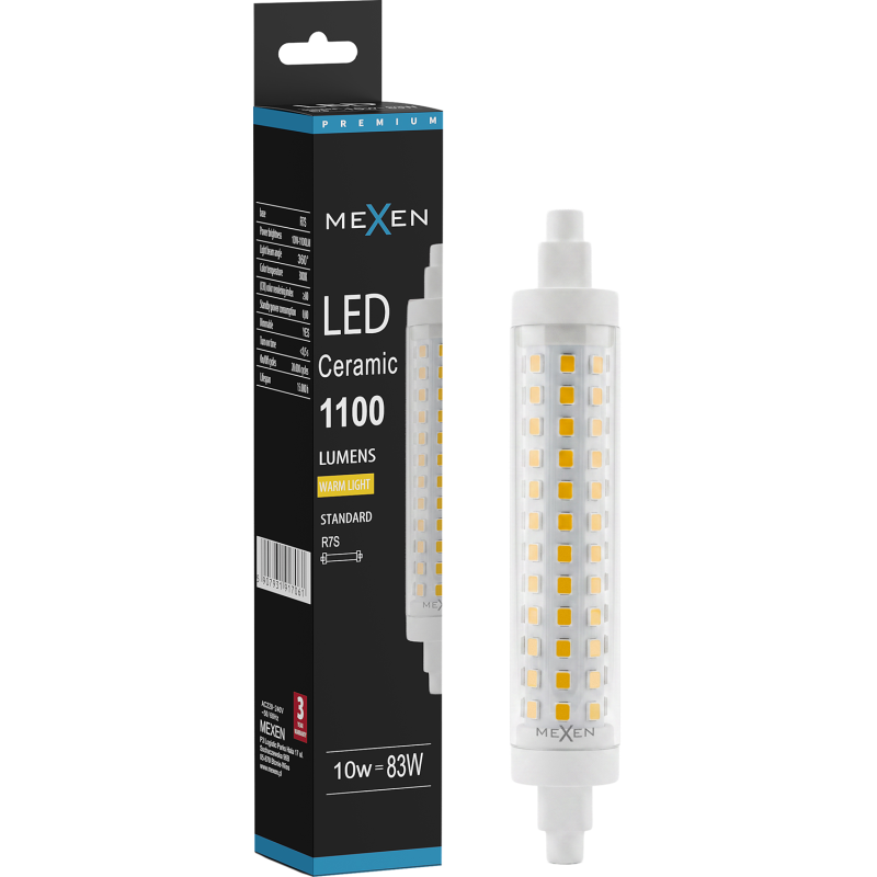 Mexen Vega Dimmable LED Bulb R7S, 10W, Warm - 3000K, 1100 lm - L125-R7S-1030-02