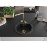 Mexen Diego granite kitchen sink 1-bowl with Duero kitchen faucet, black/silver metallic - 6512-73-671600-50