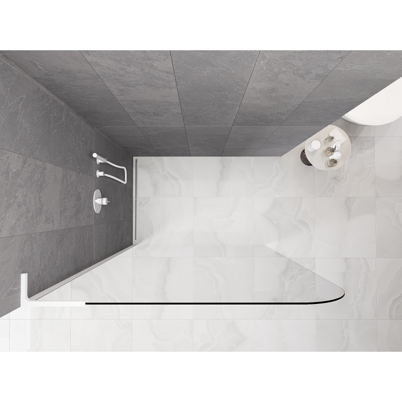 Mexen Kioto-P L Walk-in Shower Panel 120 x 200 cm, Transparent 8 mm, White - 800-120-103-20-00-P