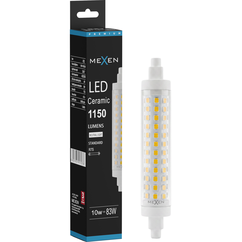 Mexen Vega Dimmable LED Bulb R7S, 10W, Neutral - 4000K, 1150 lm - L125-R7S-1040-02
