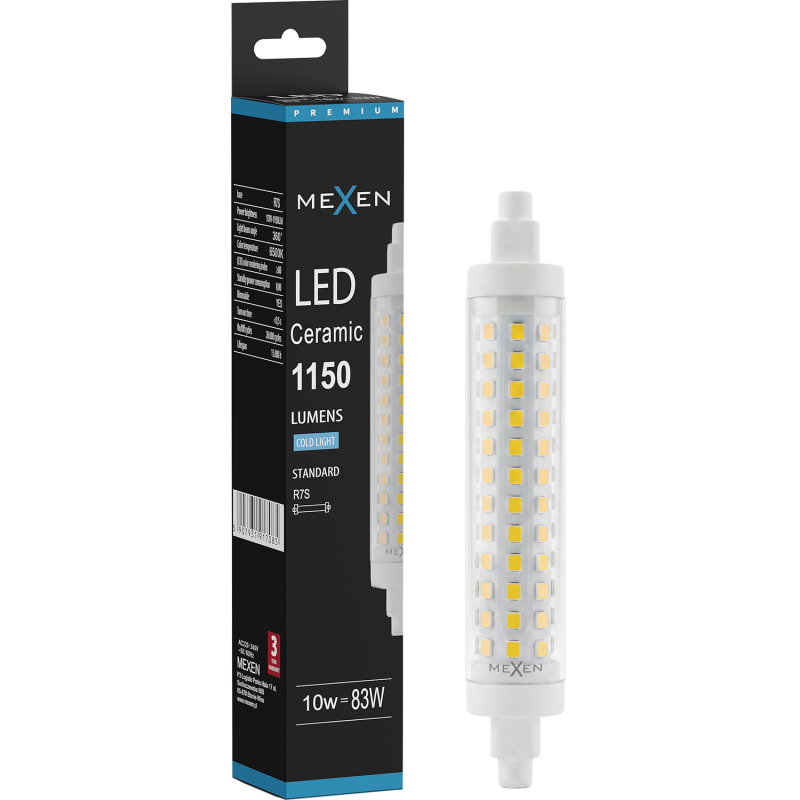 Mexen Vega Dimmable LED Bulb R7S, 10W, Cold - 6500K, 1150 lm - L125-R7S-1065-02