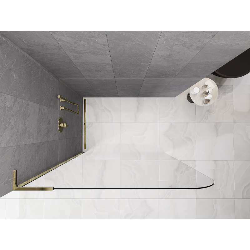 Mexen Kioto-P L Walk-in Shower Wall 80 x 200 cm, Transparent 8 mm, Gold - 800-080-103-50-00-P